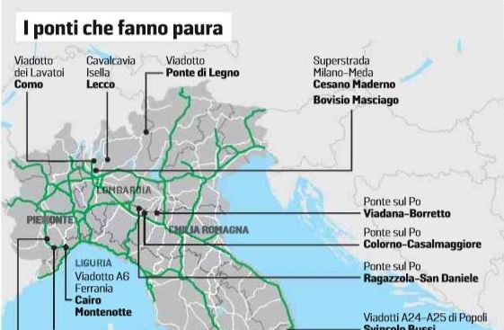 Ponti pericolosi in Lombardia: 3 nella Bassa