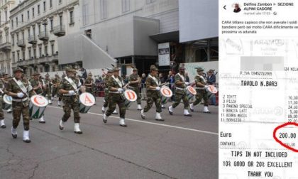 Adunata Alpini a Milano: spuntino da 200 euro, protesta social dal Cadore