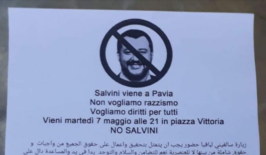 Salvini a Pavia il 7 maggio 2019, Ciocca contro il volantino che invita alla protesta