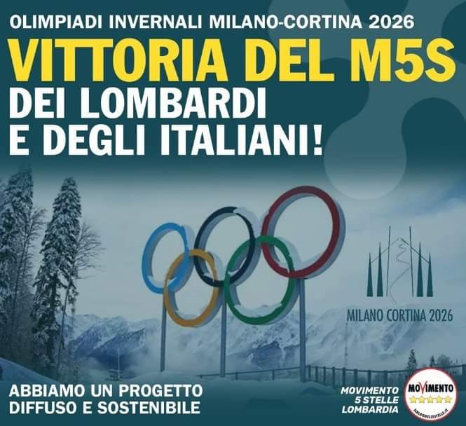 Olimpiadi Invernali 2026, i grillini esultano: “Vittoria del M5S”. Poi cancellano il post