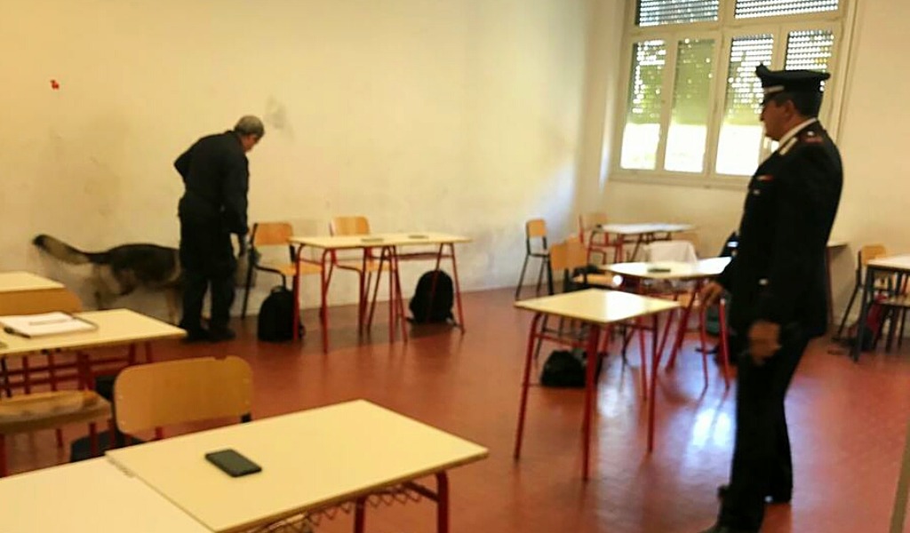 I cani Ocsi e Denver in azione contro la droga nelle scuole: arrestato studente 17enne