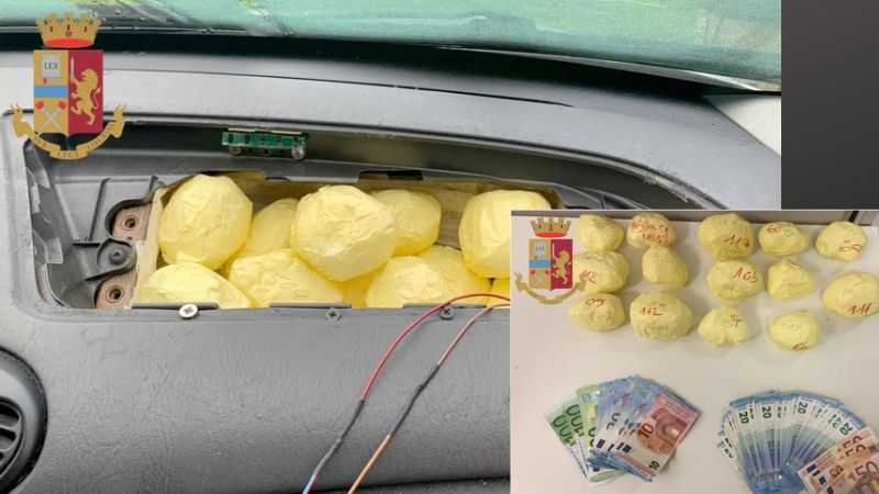 Nasconde in auto oltre un chilo di cocaina: arrestato 71enne VIDEO