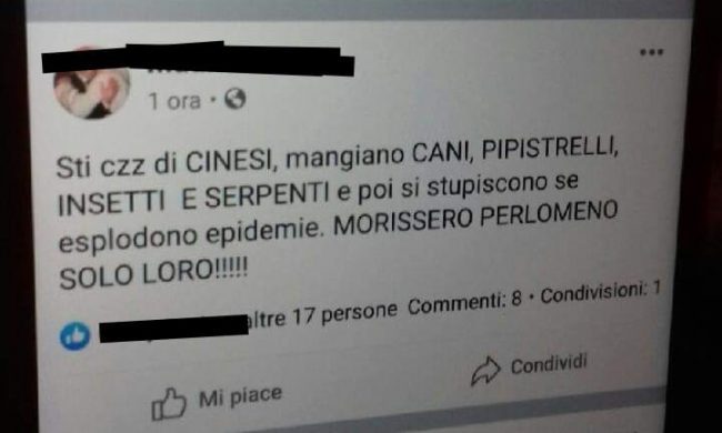 Coronavirus, sindaco shock su Facebook: “Almeno morissero solo i cinesi”