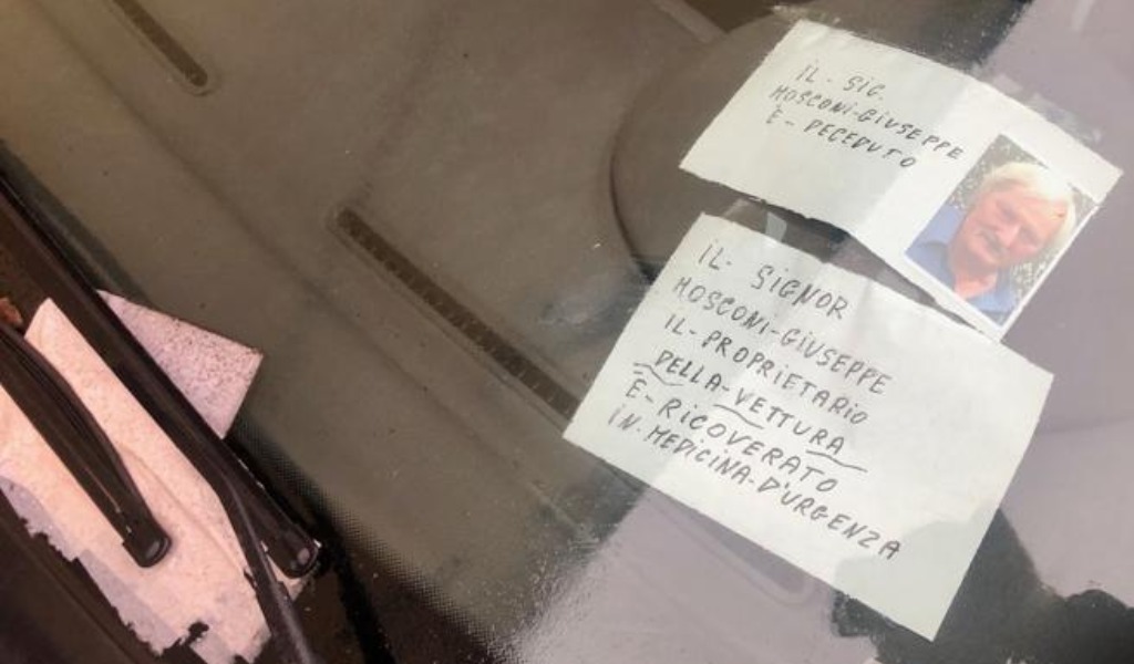 “Il signor Giuseppe è deceduto”: ma il messaggio sull’auto (in divieto) del defunto non ferma le multe