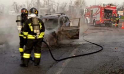 Vettura distrutta dalle fiamme a Siziano