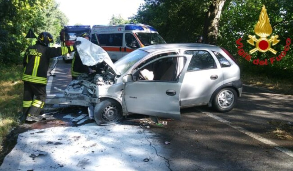 Si schianta in auto contro un platano, 55enne al San Matteo in elisoccorso