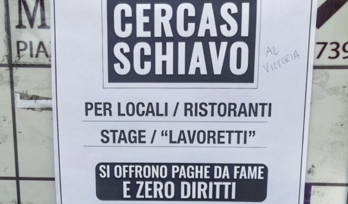 “Cercasi schiavo”, la protesta contro lo sfruttamento sul lavoro arriva a Pavia