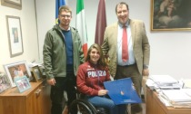 La campionessa paralimpica Monica Boggioni in visita alla Questura di Pavia