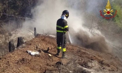 Incendio a Vigevano, a fuoco diverse casotte e una vasta porzione di campo