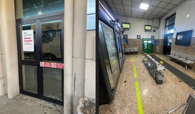 Prende a sassate porte e finestre della stazione di Mortara e devasta la sala d’aspetto