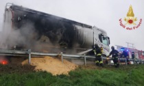 Incendio in A21, camion prende fuoco tra Casteggio e Broni