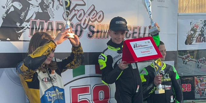 Giovanissimo pilota di moto pavese vince la prima tappa del Trofeo Marco Simoncelli