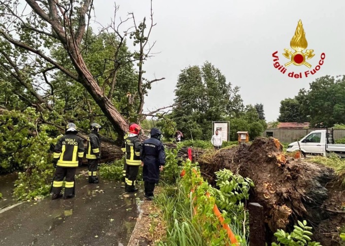 Maltempo in provincia di Pavia, piogge torrenziali e forti venti causano allagamenti e alberi caduti
