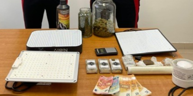 Produzione e detenzione ai fini di spaccio, scatta l’arresto per il 34enne