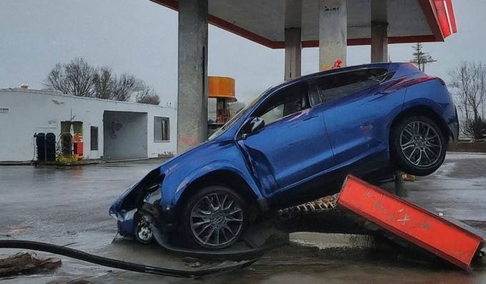 Schianto contro il distributore di benzina, 54enne in ospedale