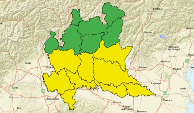 Allerta meteo gialla per rischio temporali in provincia di Pavia
