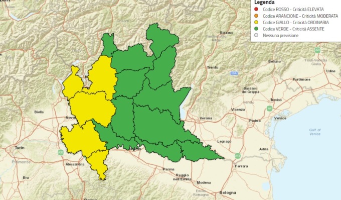 Allerta gialla dalle 12 di sabato 26 ottobre 2024 sull’Oltrepò Pavese