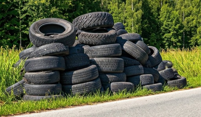 Non può smaltire regolarmente gli pneumatici così li abbandona in una zona industriale