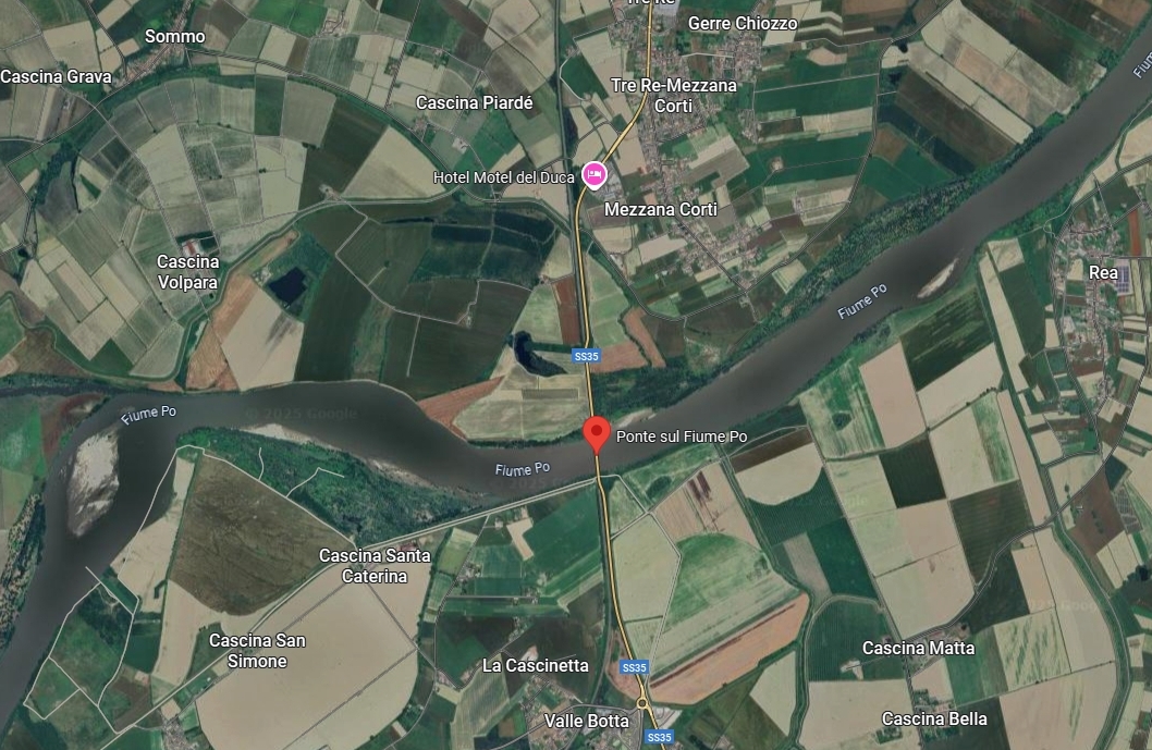 La zona dove si trova il ponte sul Po di Bressana Bottarone (clicca sull'immagine per navigare nella mappa)