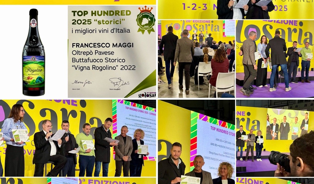 Golosaria 2025: il Buttafuoco Storico “Rogolino” tra le migliori cento bottiglie d’Italia