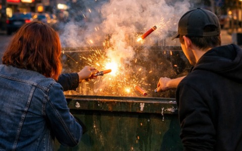 Lanciano petardi nei cassonetti dei rifiuti e causano un incendio: una donna e un minorenne denunciati