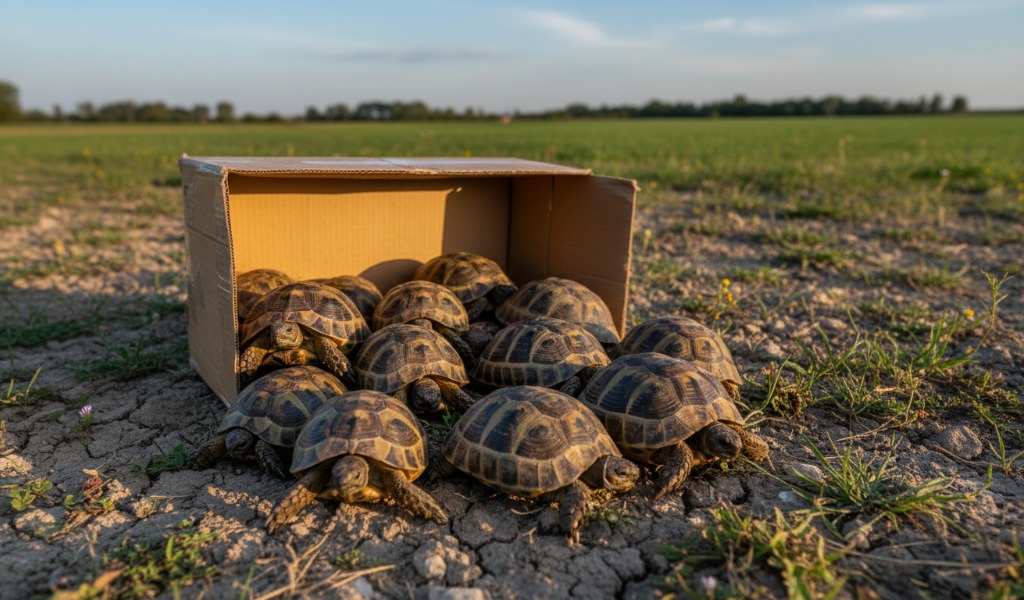 Sequestrate 13 tartarughe di terra abbandonate all’interno di una scatola in Lomellina