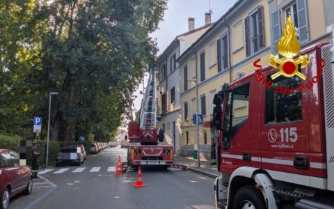 Doppia emergenza dei Vigili del fuoco a Pavia per tegole e rami pericolanti