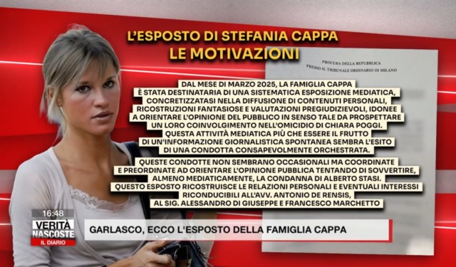 Garlasco, esposto di Stefania Cappa: “Una regia coordinata per indirizzare le accuse su di noi”